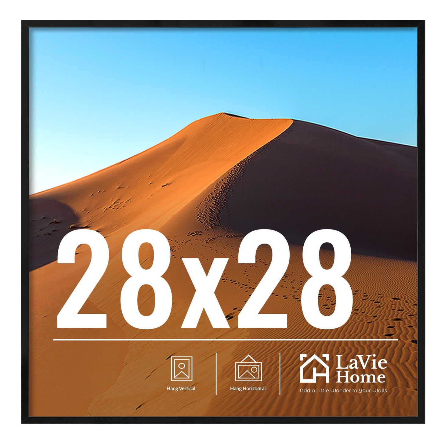 LaVie Home 28x28 Picture Frame for Wall Display, 28x28 Black Picture Frame with HD Plexiglas, 28 x 28 Photo Frame 1 Pack, Picture Frames for Displaying Photos, Classic Collection