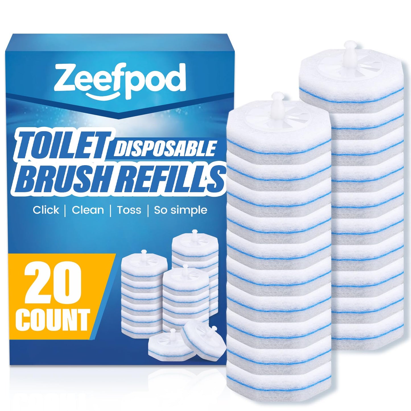 Toilet Brush Refills, Disposable Toilet Bowl Cleaner Refills for Toilet Cleaner Wand, Single-Use Hygienic Scrubber Pads, 150 Count