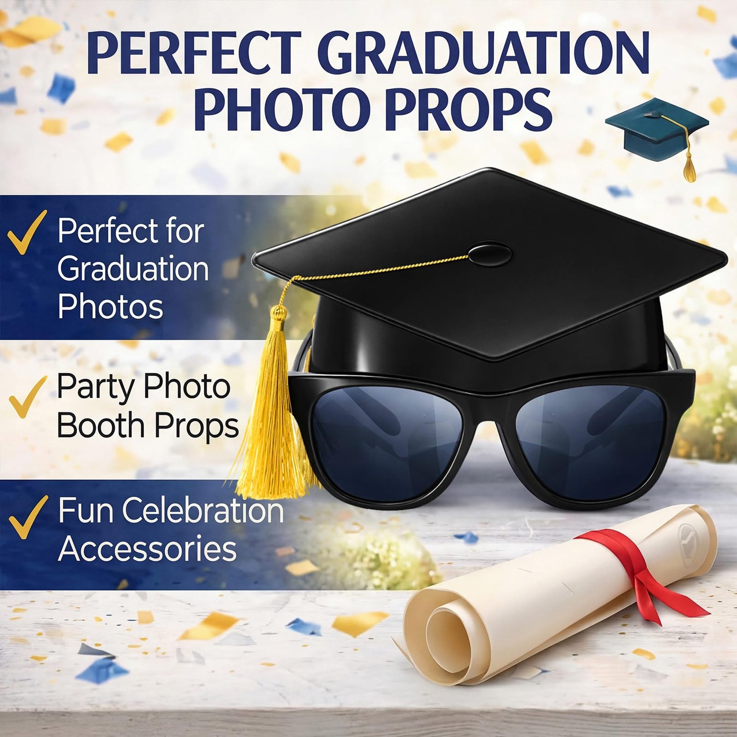 Weewooday 24 Pieces End of School Year Gifts 2026 Kids Graduation Cap Sunglasses Pre K Graduation Gifts for Grad Prom Party Decor