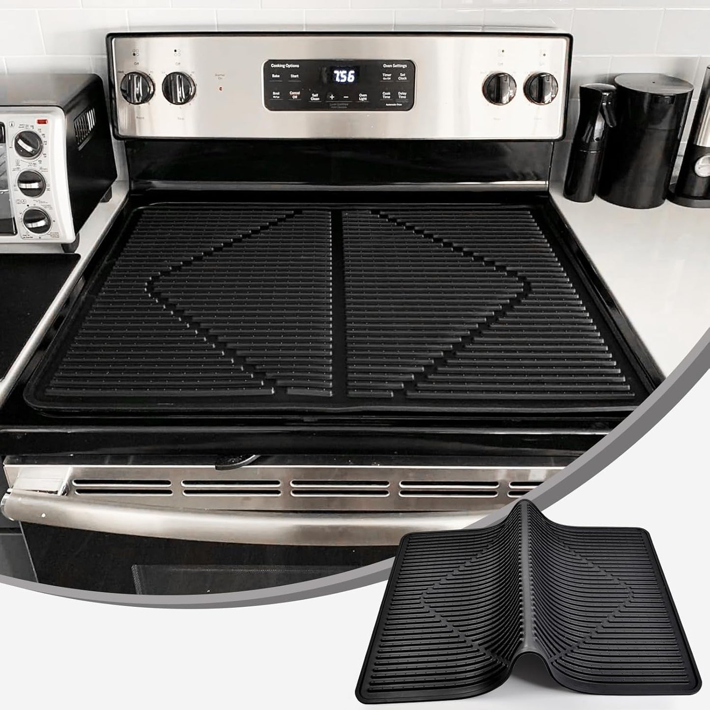 KindGa Stove Cover - Stove Top Covers for Electric Stove - More Thick - 30 x 21 Inch Stove Guard Stove Top Protector, Silicone Stovetop Cover Cooktop Mat for Kitchen Glass Stove Top -Black