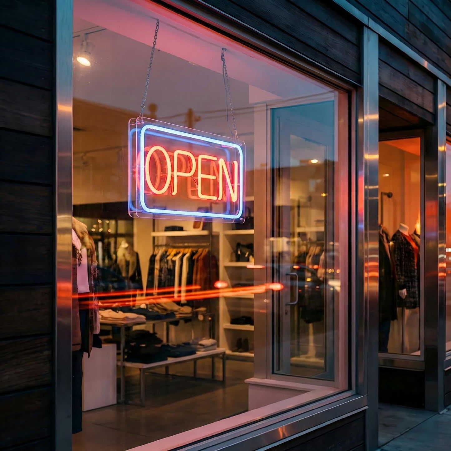 iDecoMart 16 Inch LED Open Sign, Ultra Bright 5 Modes Neon Open Sign with 5 Levels Dimmable, USB & Battery Powered Light Up Sign for Business Window Storefront Cafe Bar