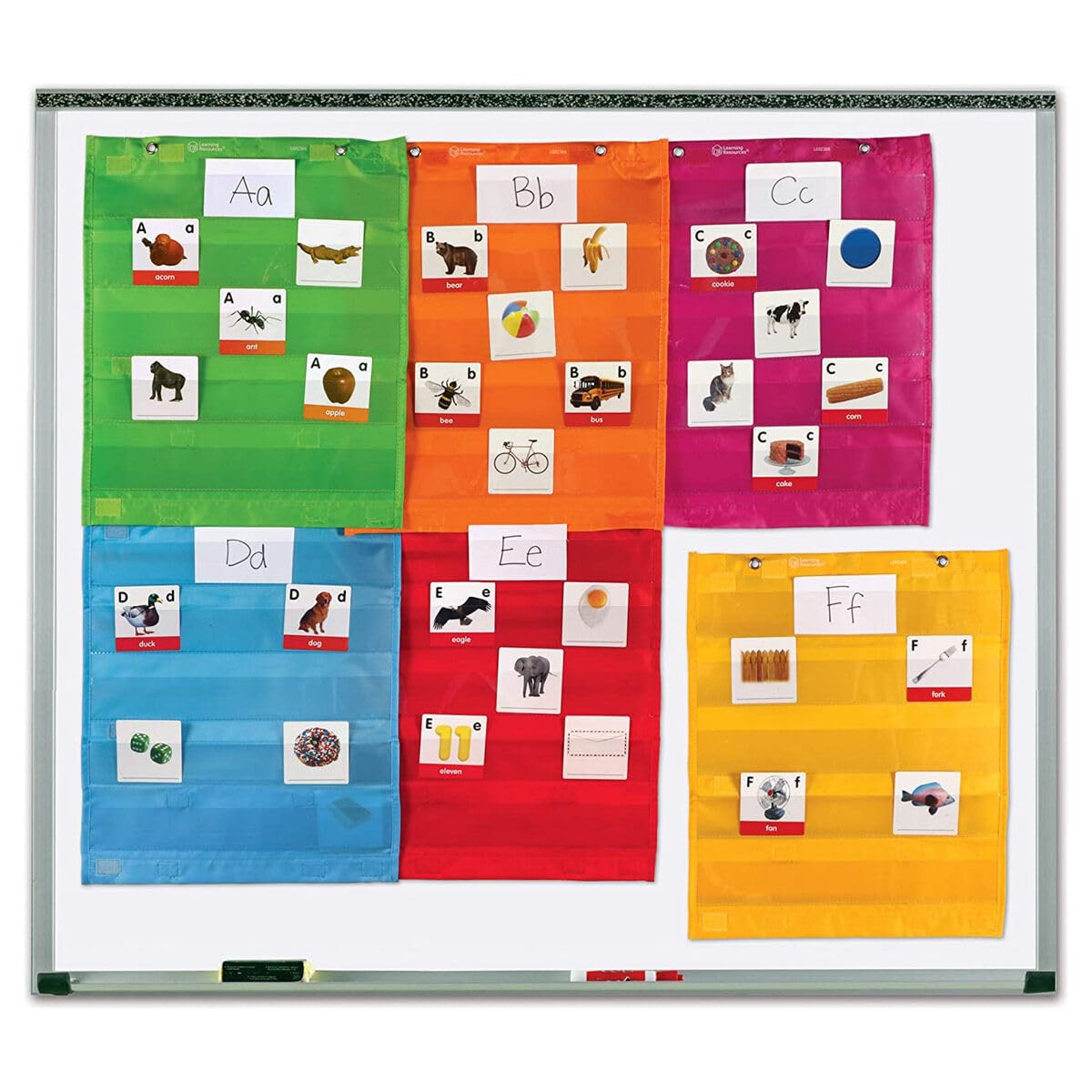 Learning Resources Magnetic Pocket Chart Squares, Set of 6 - Organization Center Pocket Chart for Classroom, Charts for Classroom, Magnetic Sentence Strip Pockets for Teachers