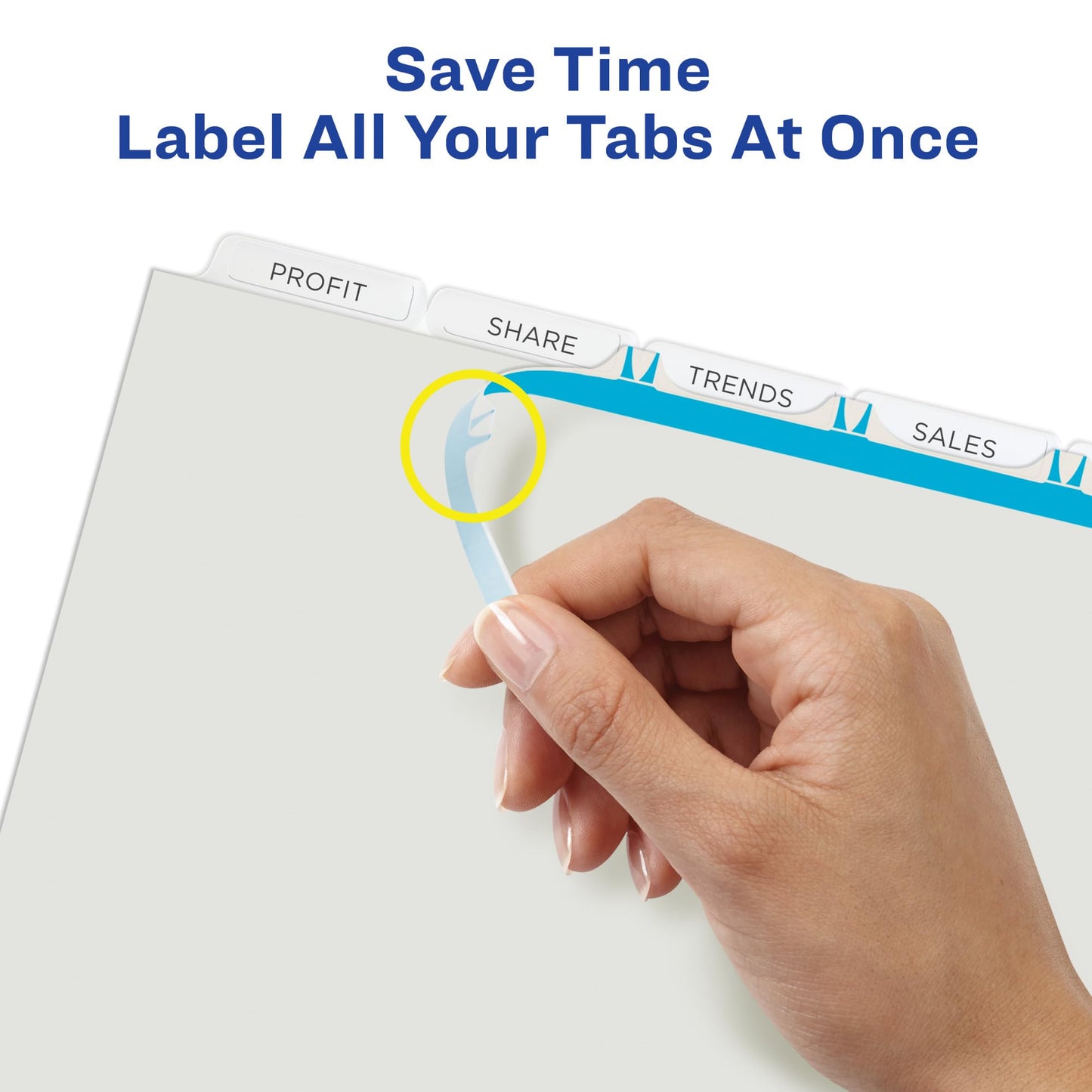 Avery 5 Tab Plastic Dividers for 3 Ring Binder, Easy Print & Apply Clear Label Strip, Index Maker Customizable Frosted White Tabs, 5 Sets (12449)