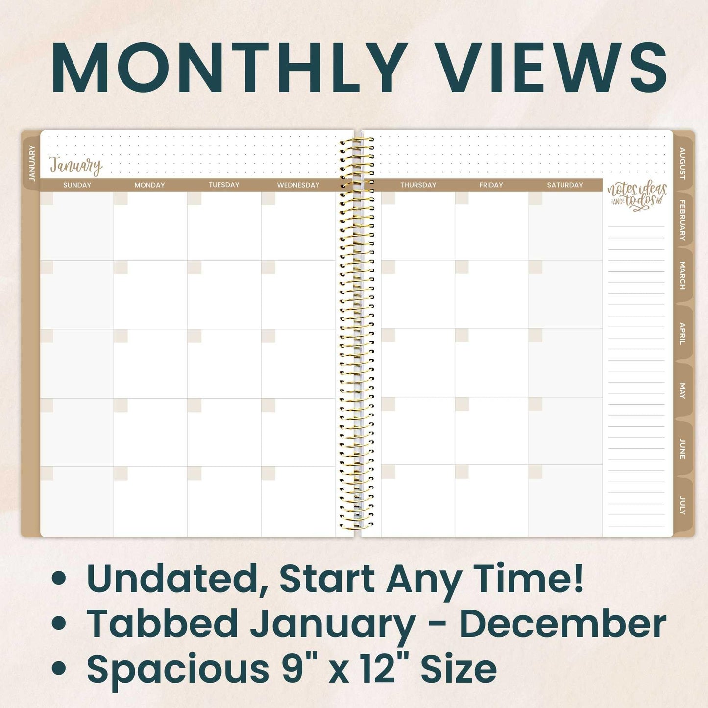 bloom daily planners All in One Ultimate Monthly & Weekly Undated Calendar Planner V2, Notebook, Sketch Book, Grid Pages, Coloring Book and More! 9" x 11" - Interchangeable Cover