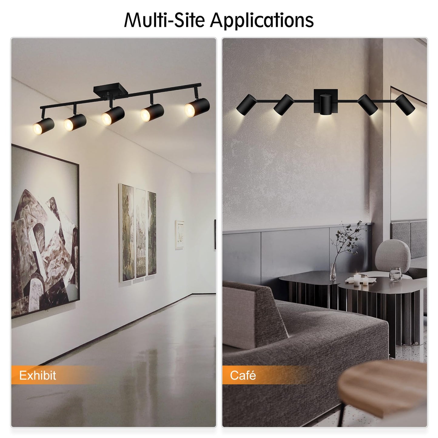 BoostArea Track Lighting Kit, Kitchen Lighting Fixtures Ceiling, 5 Light Track Lights, Rotatable Light Heads, Modern Track Lighting Fixtures Ceiling for Bedroom/Living Room,GU10 Bulb Not Included