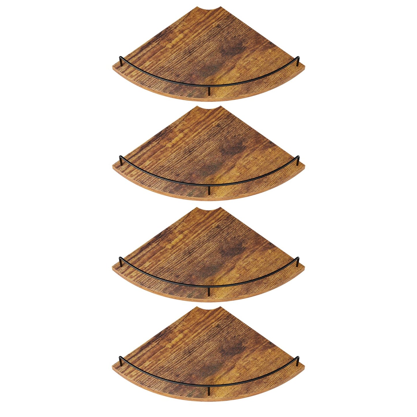 FNBAR Corner Shelf Wall Mount, Floating Corner Shelves, Set of 4 Corner Wall Shelf Organizer,Rustic Wood Wall Storage Display Shelves forLiving Room Bedroom Bathroom Kitchen