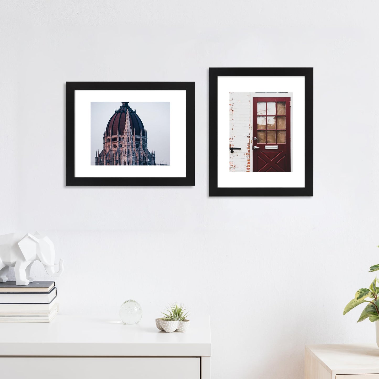 SZYUU 11x14 Picture Frame Set of 4, High Definition Real Glass, Display Pictures 8x10 with Mat or 11x14 Without Mat, Gallery Wall Hanging Photo Frames, Black