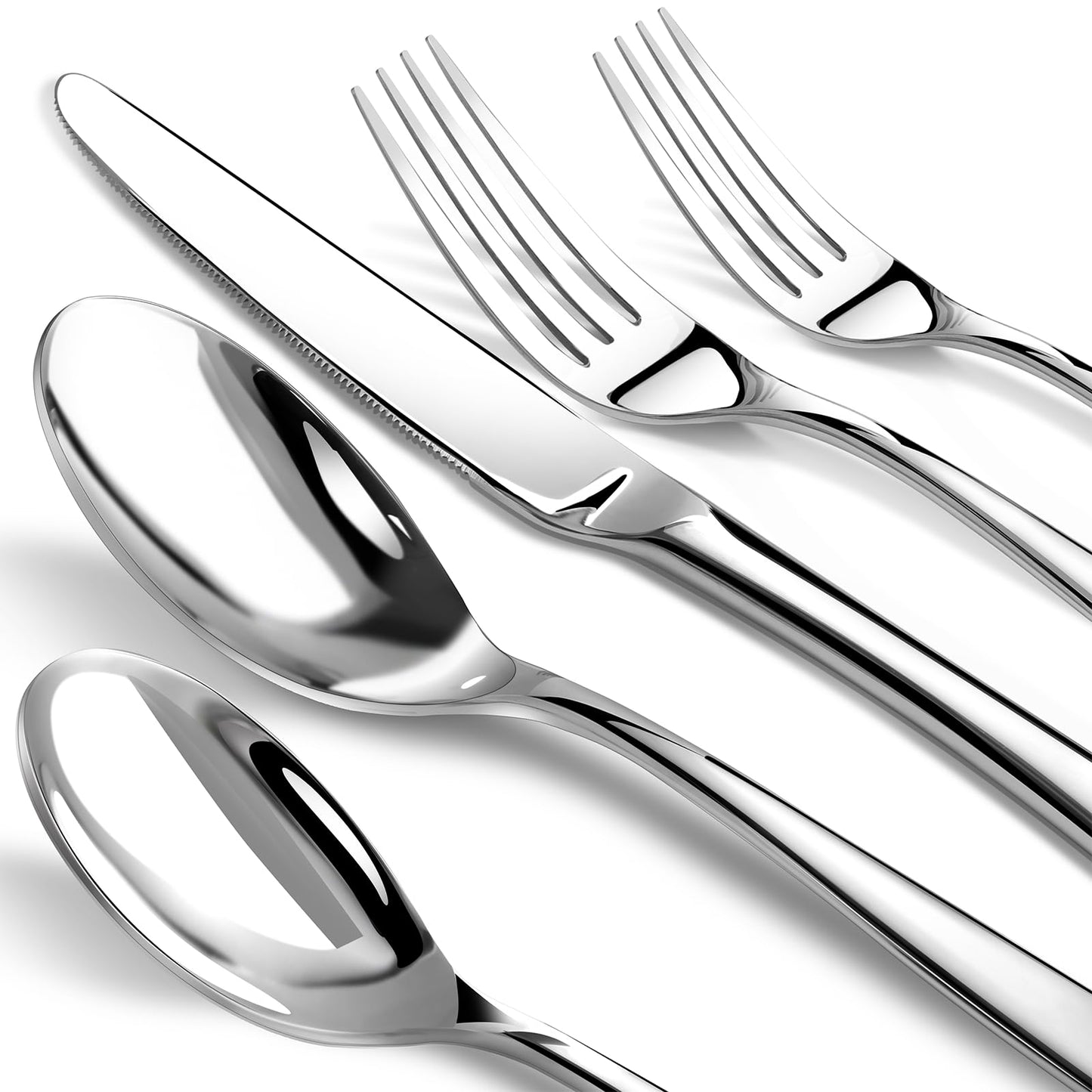 Silverware Set for 8, Heavy Duty Stainless Steel Cutlery Set Flatware Set,40 Piece Premium Silverware, Mirror Polished Modern Cutlery include Fork Knife Spoon Set,Dishwasher Safe
