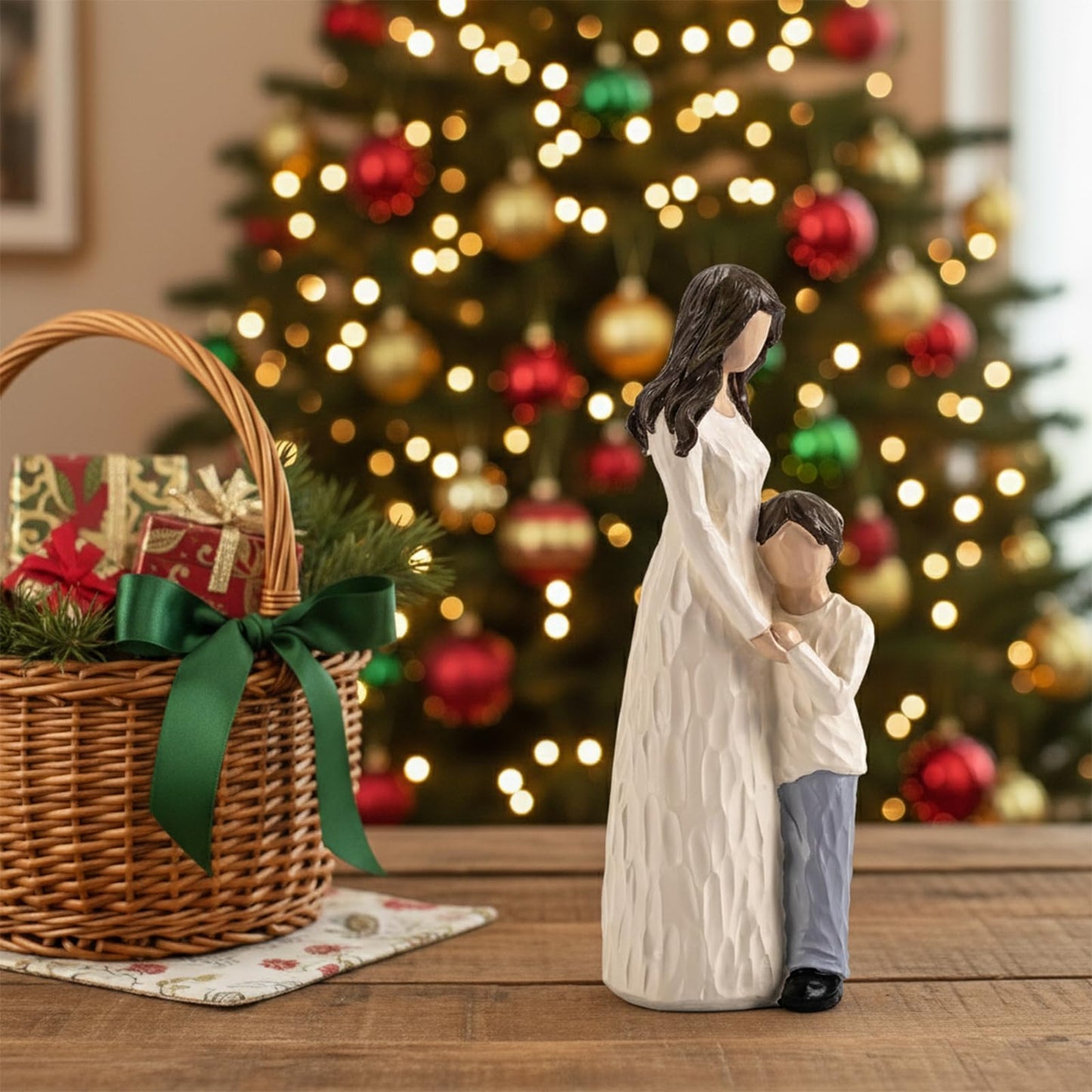 Elegondrar Mother and Son Figurines, Gifts for Mom from Son, Hand-Painted Family Sculpture Gifts for Birthday, Christmas, Mother’s Day, Thanksgiving, Resin, 9.5" H