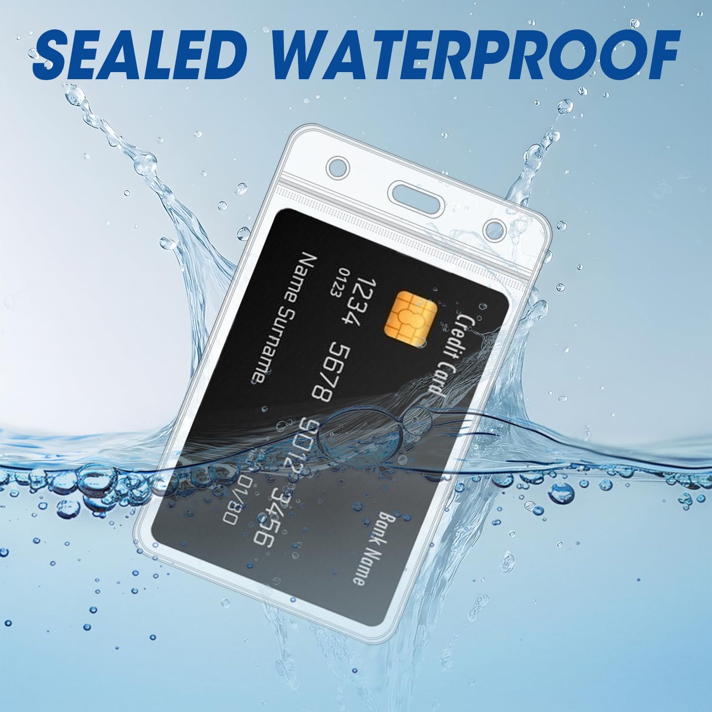 400 Pcs Vertical Badge Holders, Waterproof ID Badge Holder, Clear ID Card Holder with Resealable Zip for Proximity Cards, RFID, Credit Cards