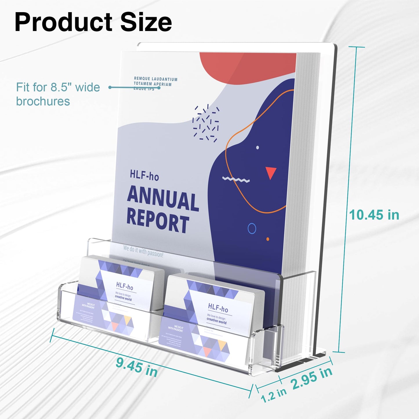 HLF-ho Brochure Holder 8.5x11 Inch Acrylic Literature Holders Clear Flyer Display Stand with Business Card Slot Pamphlet Holder Multi Purpose Organizer for Office, Lobby, Hotels, Trade Shows, 4 Pack