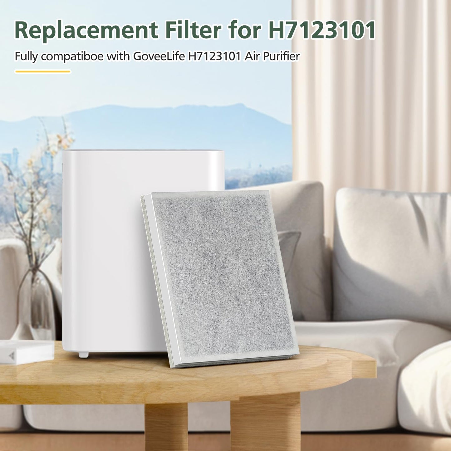 2 Pack H7123101/ H211 / H211S Replacement Filter for Govee Life Smart Air Purifier, 4-Layer HEPA Air Filter for Dust, Pollen, 2 Pack HEPA Filter + 4 Washable Pre-Filter