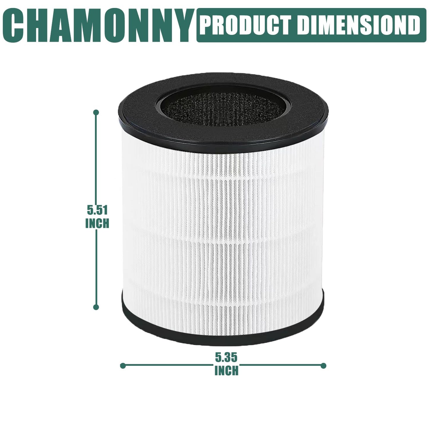 CHAMONNY B-D02U Filter Replacement, Compatible with VEWIOR B-D02U Air Purifier and MOO-KA B-D02L and KOIOS B-D02L Air Purifier, 4Pack