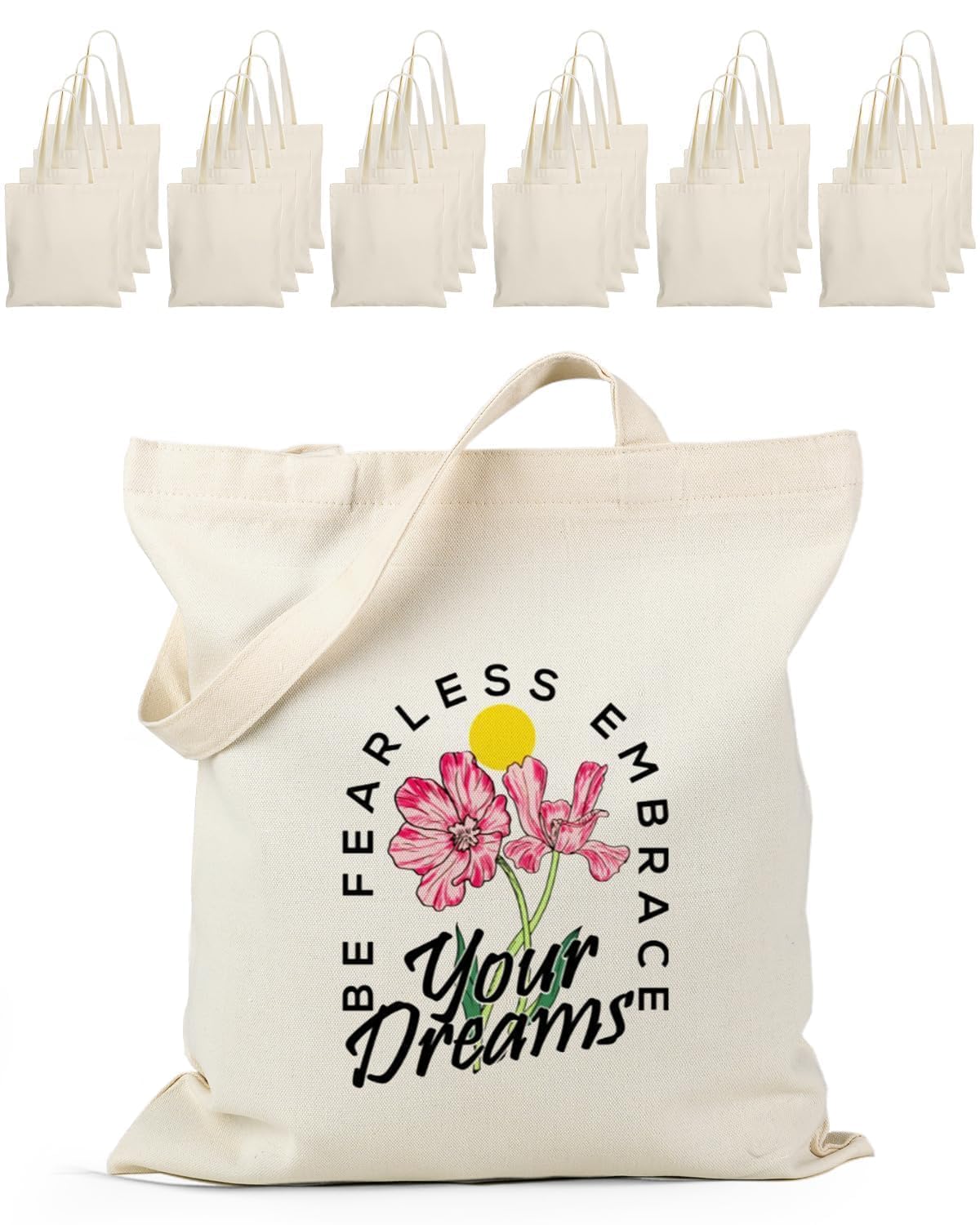 Lzerking 24 Pack Large Canvas Tote Bag Bulk, 14.5x16.3 Inches Blank Tote Bags for DIY Projects, Gift