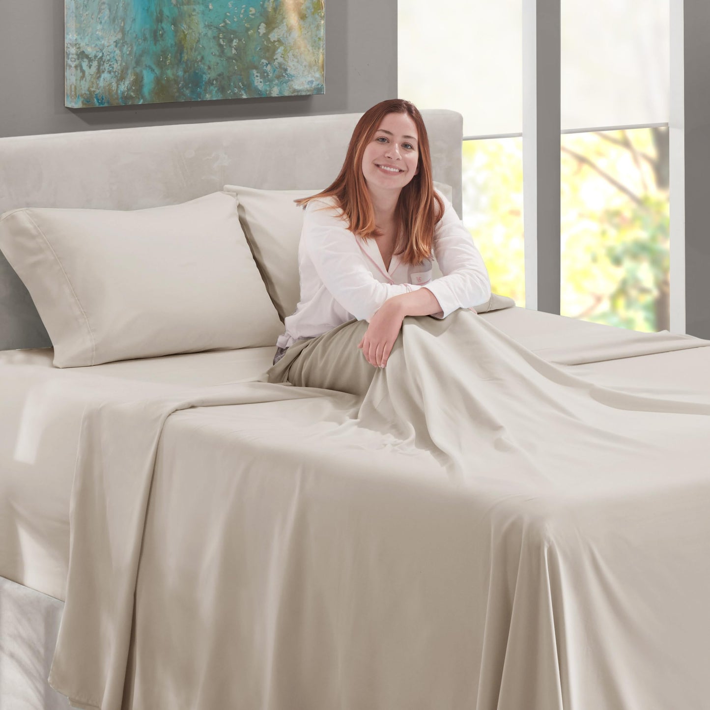 Nestl King Size Sheet Set, 4 Piece Extra Deep Pocket (18-24 inches), Microfiber, Hotel Luxury, Soft, Breathable, Wrinkle-Free, Easy to Care, Linen