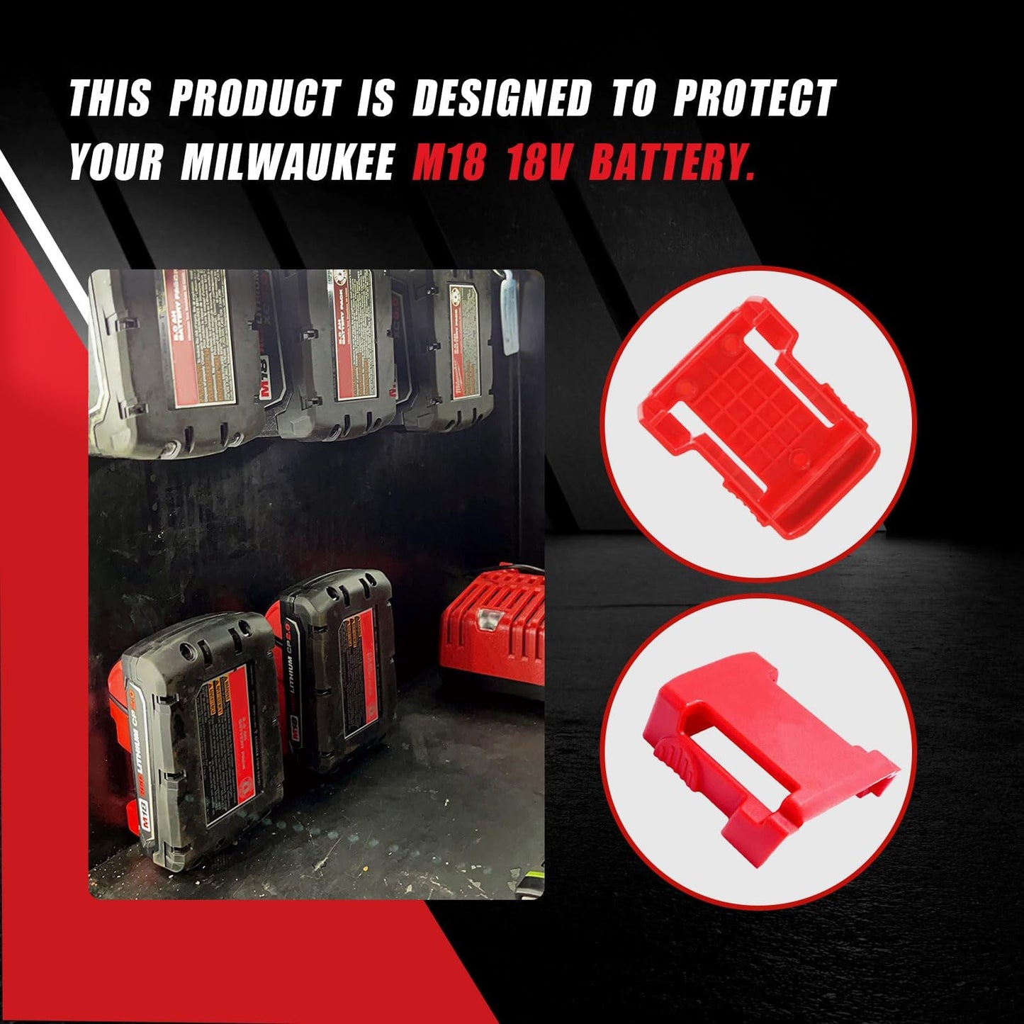 MXASLKMZ 20Pcs Wall Mount Tool Holders and Battery Holder for Milwaukee M18 18V - Heavy Duty Storage Shelf Organizer with Screws, Fits Drill, Saw, Workshop Garage