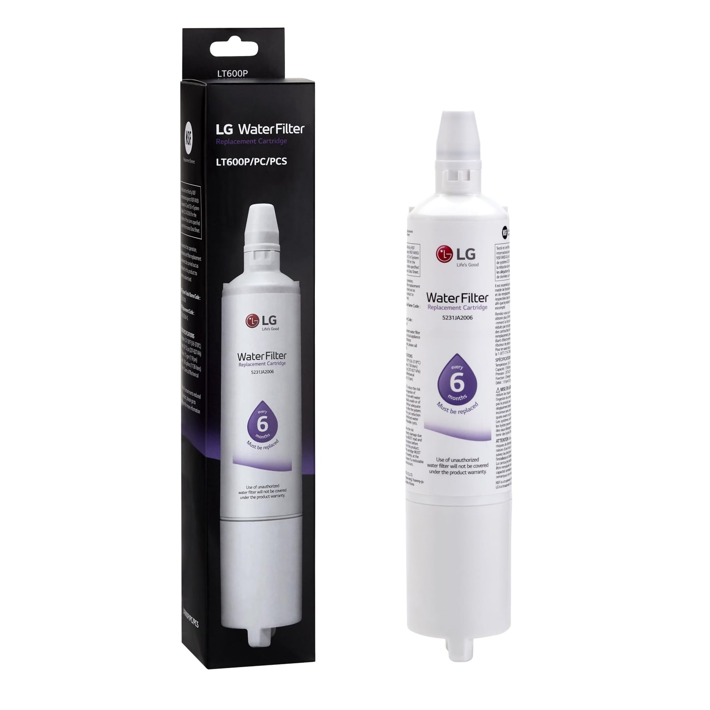 LG LT600P - 6 Month / 300 Gallon Capacity Replacement Refrigerator Water Filter (NSF42 and NSF53 5231JA2006A, 5231JA2006B, 5231JA2006F, or 5231JA2006F, White