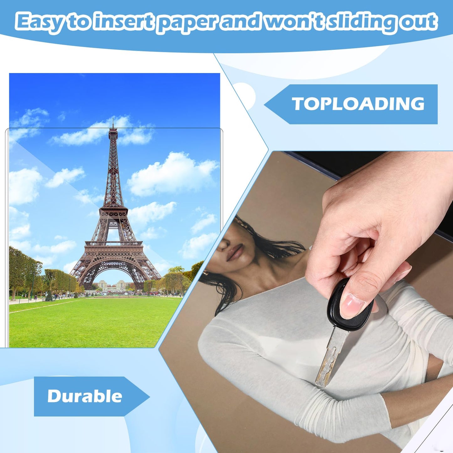 AmazingSpark 2 Pcs Rigid Print Protectors 24 x 36 Inch Clear Poster Protector Sleeve Sheet PVC Clear Sheet Holder for Photo Document Magazine
