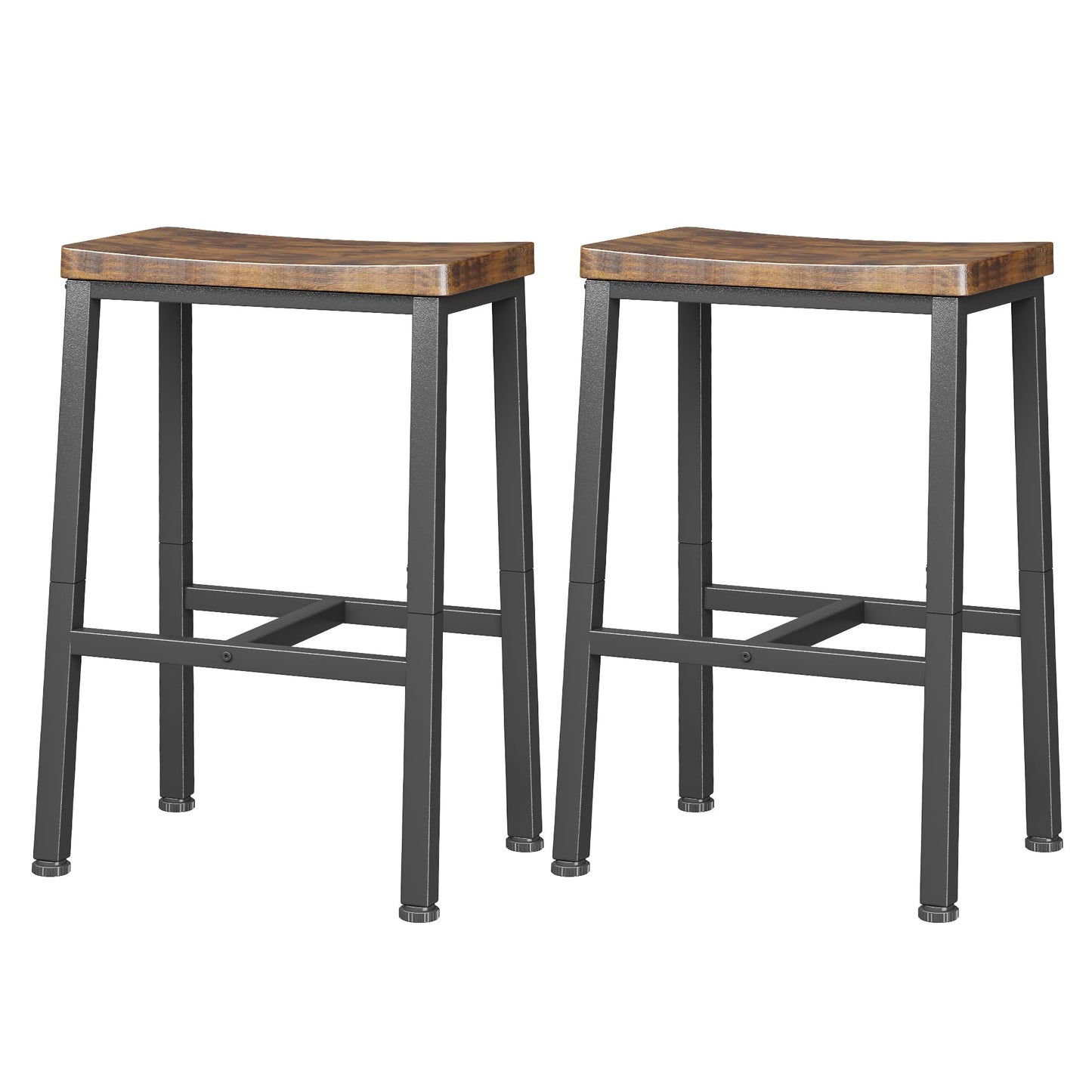 Homeiju Bar Stools, Counter Height Bar Stools Set of 2, 23.6 Inch Saddle Stools with Footrests, Industrial Kitchen Counter Seat for Dining Room, Kitchen, Counter, Rustic Brown