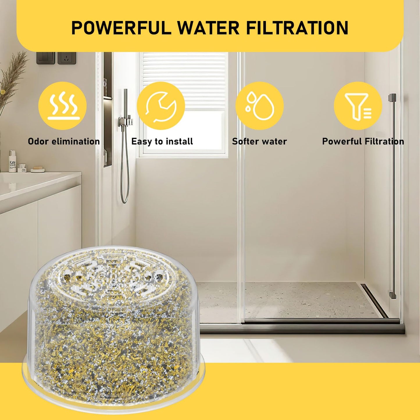 2 Pack Shower Head Filter Replacement Cartridge Compatible with All Canopy Fixed & Handheld Filtered Shower Head, Shower Filter For Hard Water