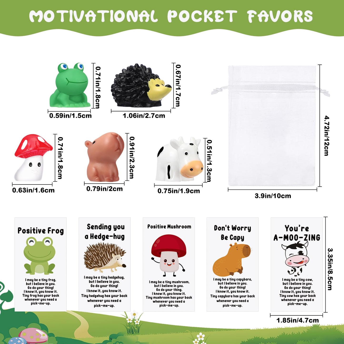 Fumete 200 Set End of Year Gift CNA Week Appreciation Gift Bulk for Employee Coworker Positive Resin Animal with Pun Motivation Note Card Inspirational Graduation Thank You Party Favors