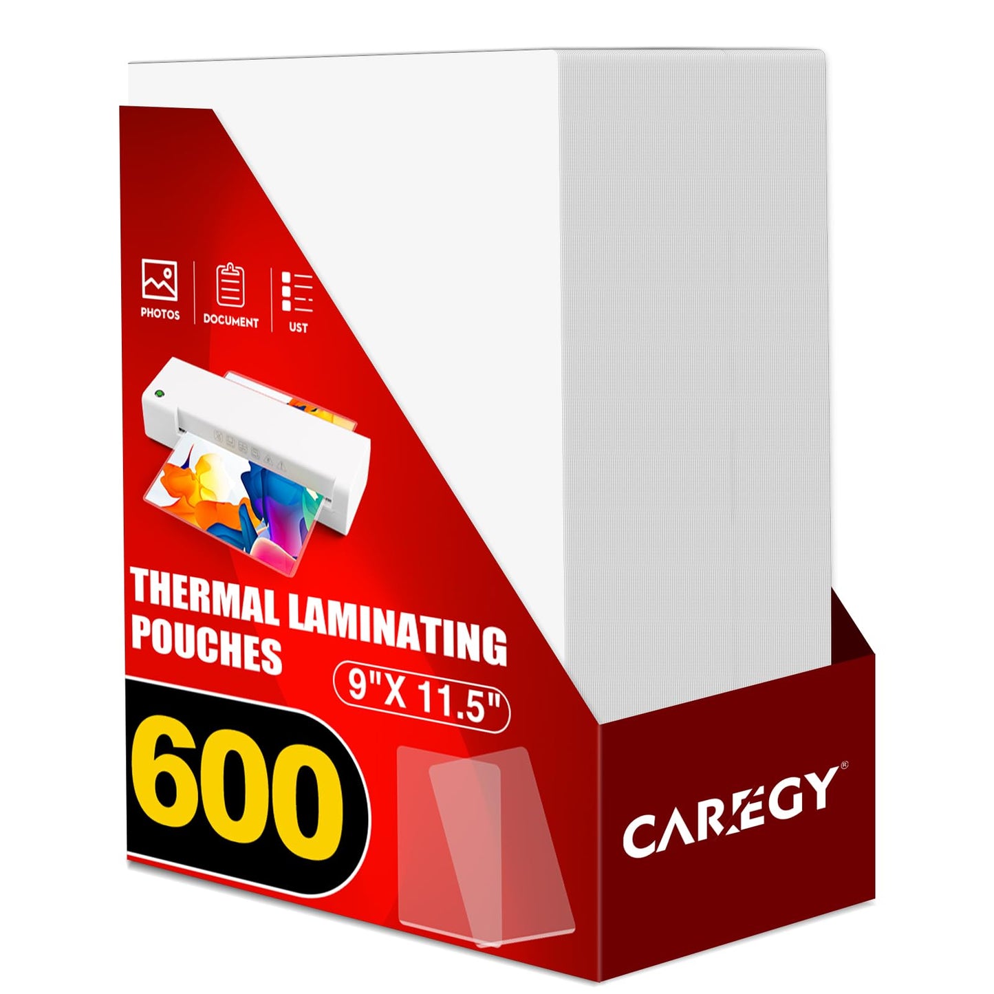 CAREGY 600 Pack Laminating Sheets,Holds 8.5 x 11 Inch Sheets,Thermal Laminating Pouches, 3 Mil, 9 x 11.5 Inches Lamination Sheet Paper for Laminator, Round Corner Letter Size