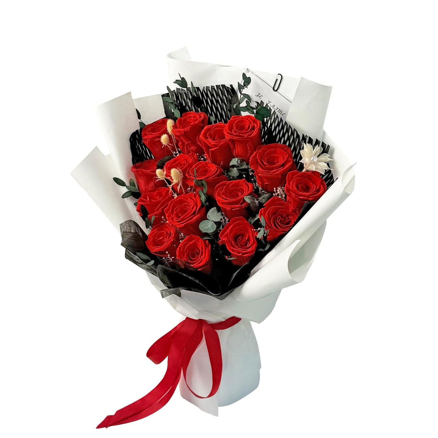 Qutawua 16 Piece Preserved Flower Rose Bouquet, Forever Flowers Romantic Long Lasting Gift for Delivery to Women,Valentine's.Mother's Day Gift(Red, 16 Rose)