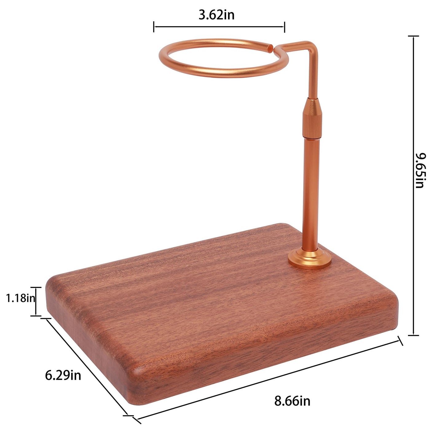 Svfreyavis Pour Over Coffee Maker with Adjustable Stand & Wooden Base, Dripper Stand for Manual Coffee Brewing, Coffee Filter Holder, Tea Strainer Stand for Home, Café, Restaurant, Camping, Golden