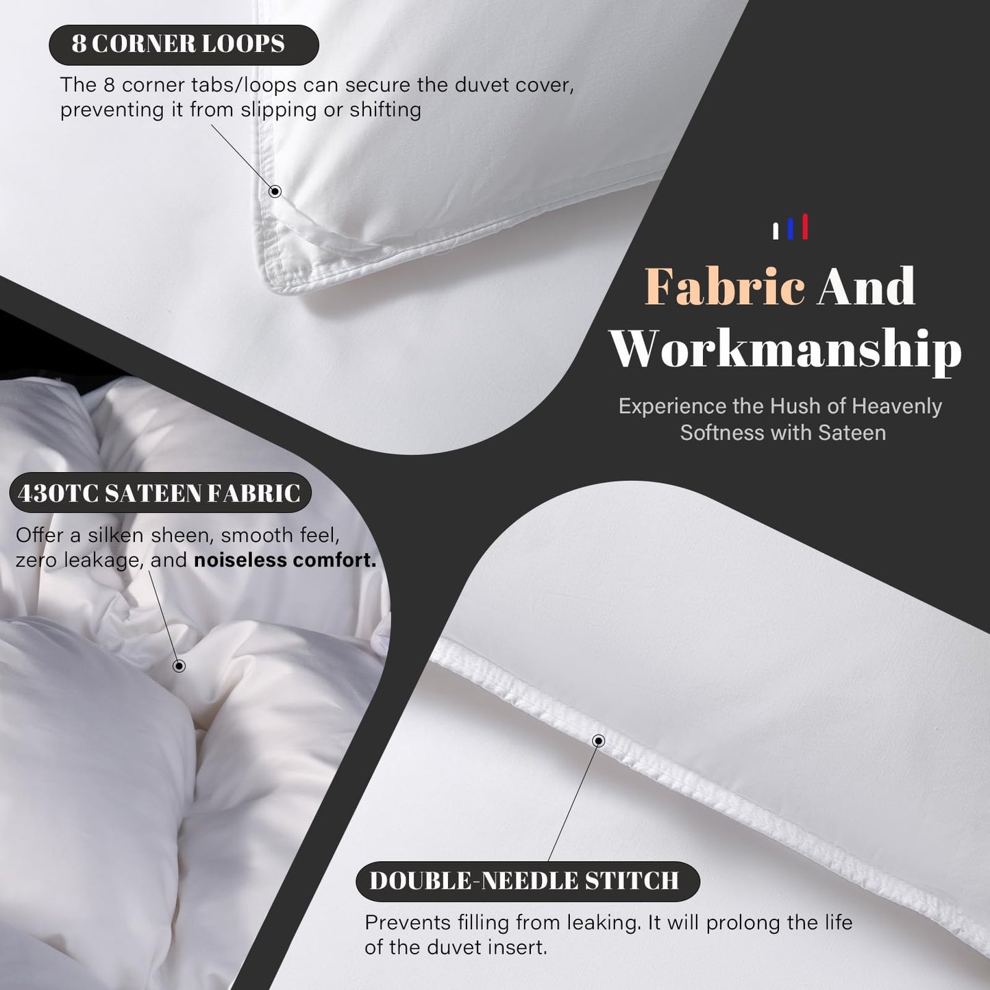 DOWNSTORIA Feather Down Comforter Queen Size Duvet Insert, Light Weight True Baffle-Box Noiseless Bedding Comforters, Soft Hotel Collection Bed Comforter, Medium Warmth - White, 90 X 90 in.