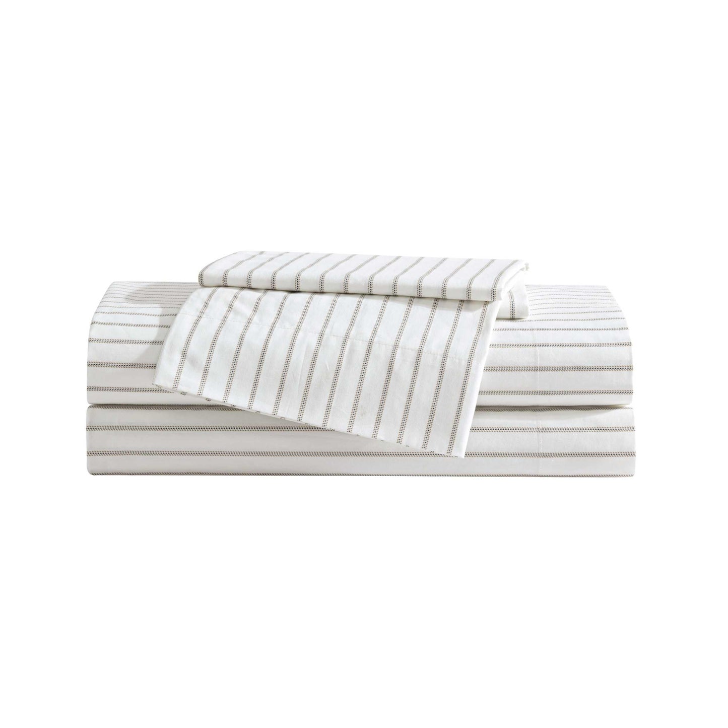 Eddie Bauer - King Sheet Set, Cotton Percale Bedding Set, Super Soft and Bedding Set, Oeko-Tex Certified (Essential Stripe Beige, King)