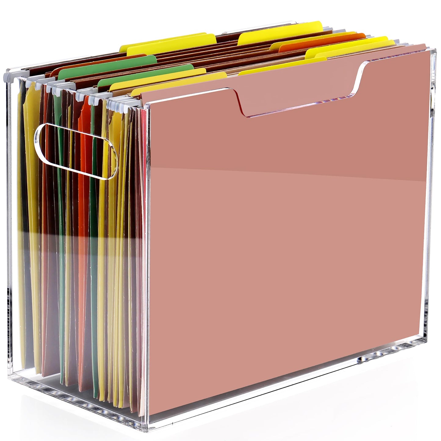 Tfirhuoe Acrylic Hanging File Organizer, Letter Size Clear Magazine Rack Folders Holder, Large Capacity Storage Box for Desk Office School, No Assembly Required