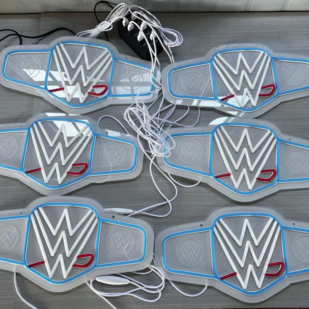 Wrestling Neon Sign for Wall Decor, Dimmable LED Boxing Belt Championship Neon Signs Light for Bedroom Dormitory Man Cave Beer Bar Boxing Club Gym Game Room, Gifts for Boys-Blue