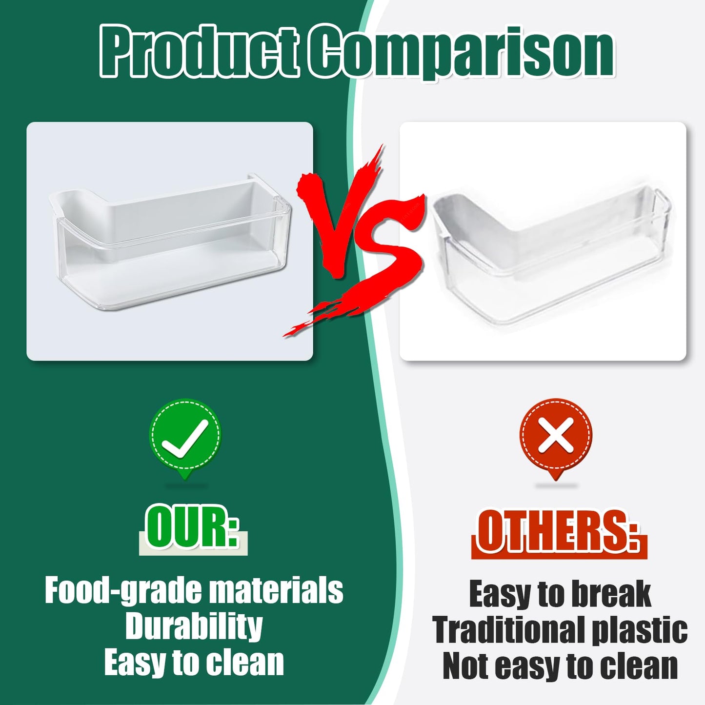 Refrigerator Door Shelf Bin DA97-12653A Compatible with Samsung Refrigerator,Replaces 3973523 PS4176656 EAP4176656 AP5622629,Fit for RF265BEAESG, RF265BEAESR,RF263TEAE, RF263BEAE