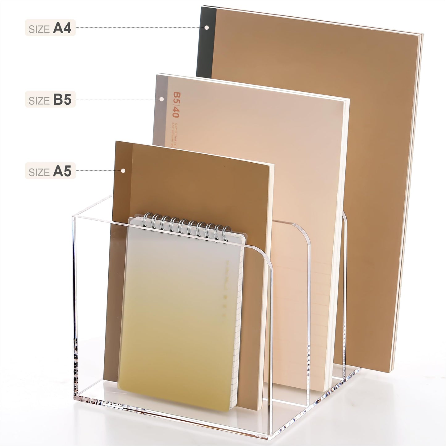 Magazine Holder, Clear Acrylic Magazine Rack, File Organizer for Office Desk, Book Organizer,-One-Piece-3 Vertical spaces,1 pack (B5)……