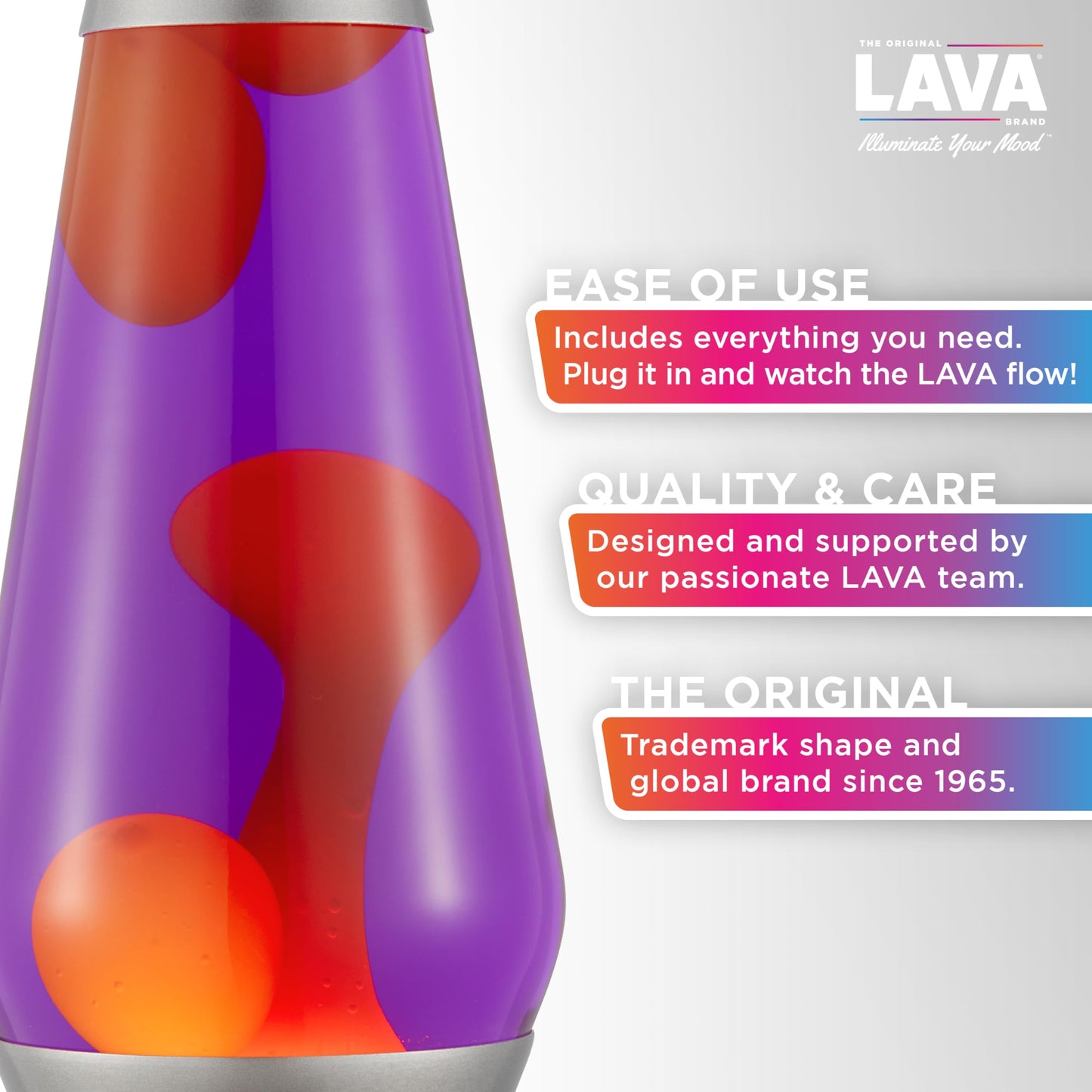 The Original Lava® Lamp - Large 52oz 16.3" - Vivid Twilight - Classic Liquid Motion Lamp - Orange Lava and Purple Liquid - Item #5119 (Amazon Exclusive)
