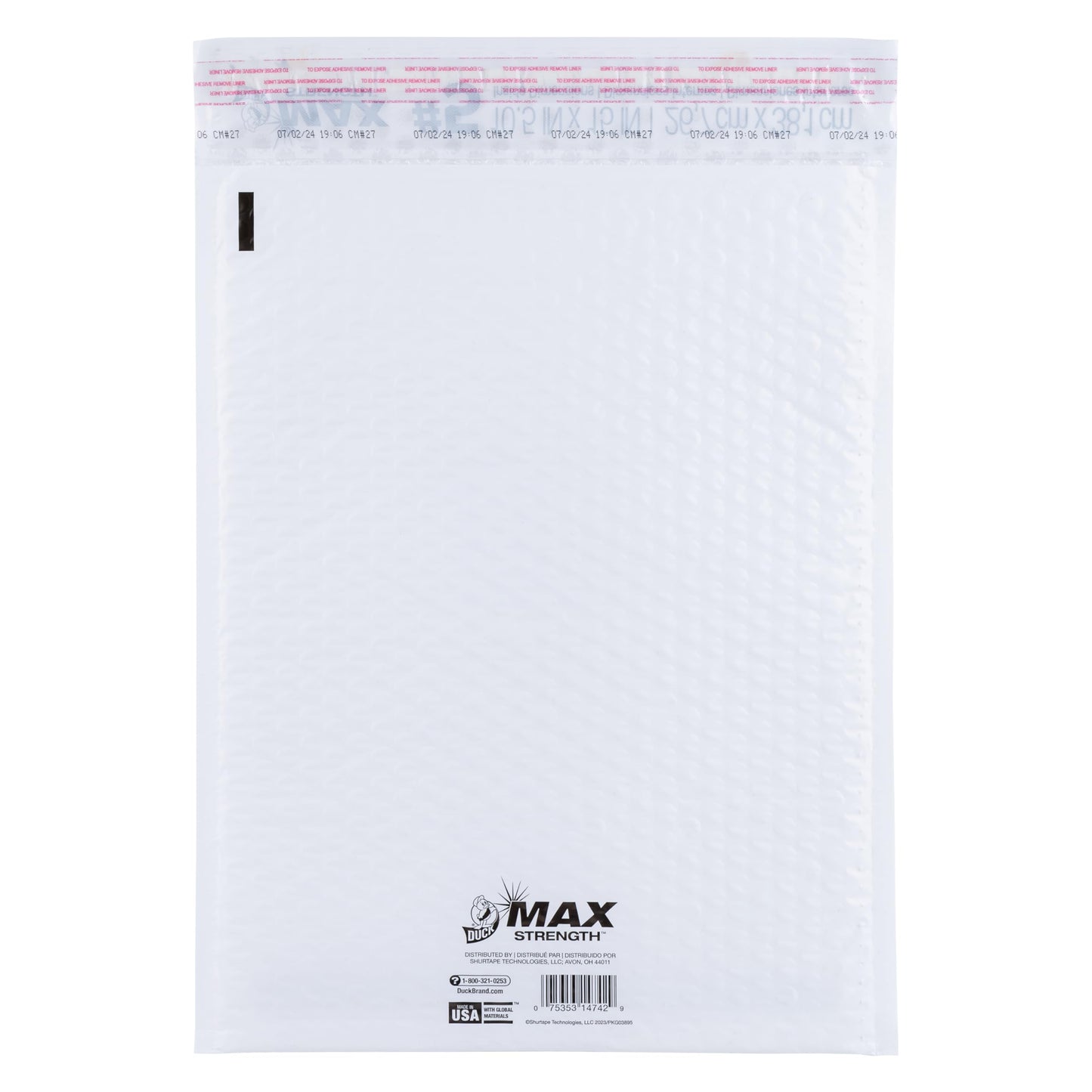 Duck Max Strength #5 Poly Bubble Mailer, Mailing Envelopes Bubble Padded, White, 10.5 in x 15 in, 25 Pack