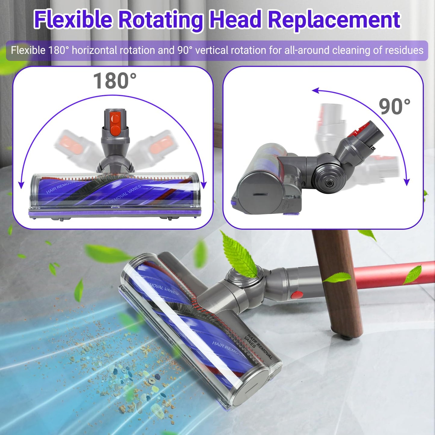V9 Replacement Head Attachment Compatible with Dyson V9 Motorbar, Digital Slim SV18, V12 Detect Slim Cordless Vacuum Cleaners, V9 Upgrade Anti-Tangle Vacuum Head