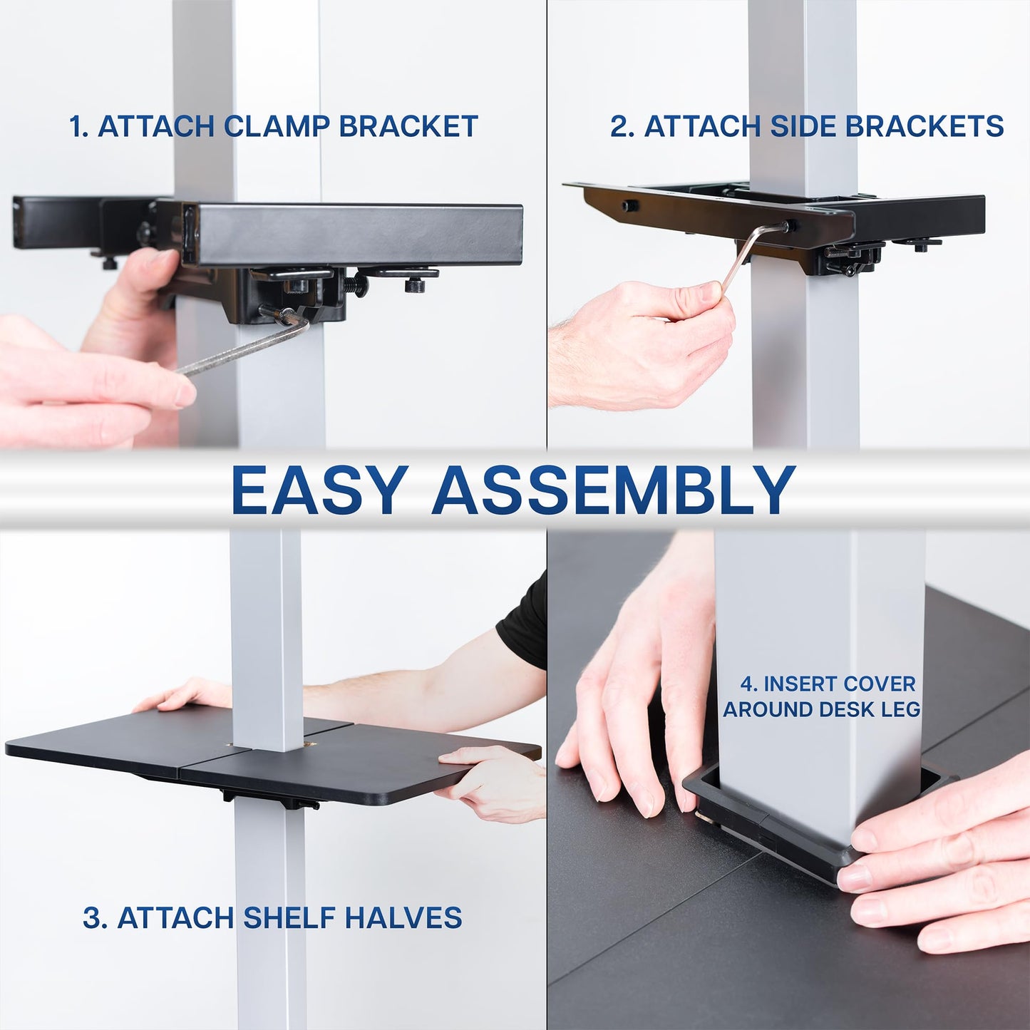 VIVO Adjustable Under Desk 16 x 12 inch Leg Shelf, Hidden Storage Tray for Small Accessories, Black, DESK-SF02LU