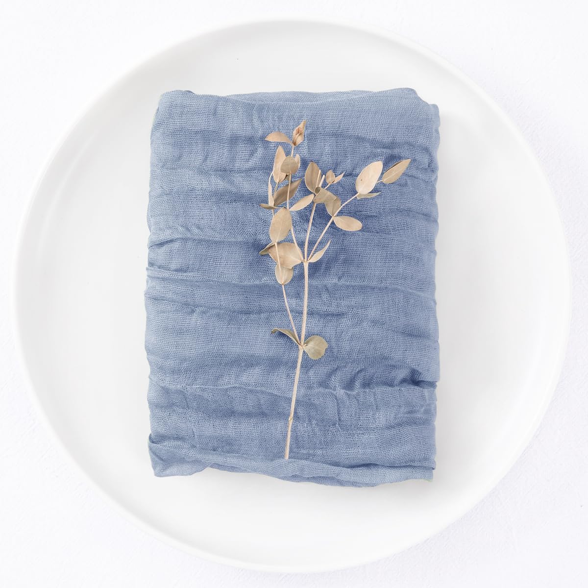 DeZerlor 100 Pack Dusty Blue Cheesecloth Napkins Summer Cloth Napkins Set of 100 Dinner Napkins Bulk 21x21 Inches for Wedding Bridal Shower Baby Shower Parties