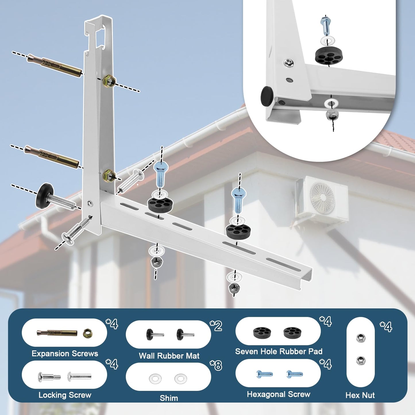 Sikawai Mini Split Mounting Bracket for 18000 Btu to 24000 Btu Mini Split Air Conditioner Mini Split Wall Mounting Bracket, Support Up to 480 Lbs Mini Split Bracket