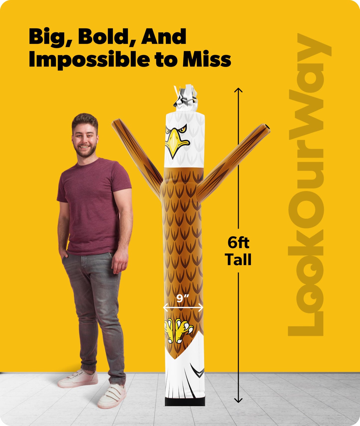 LookOurWay Air Dancers Wacky Waving Inflatable Tube Man Attachment - 6 Feet Tall Advertising Air Dancer Waving Man Inflatable Tube Guy - Blower Not Included - Eagle
