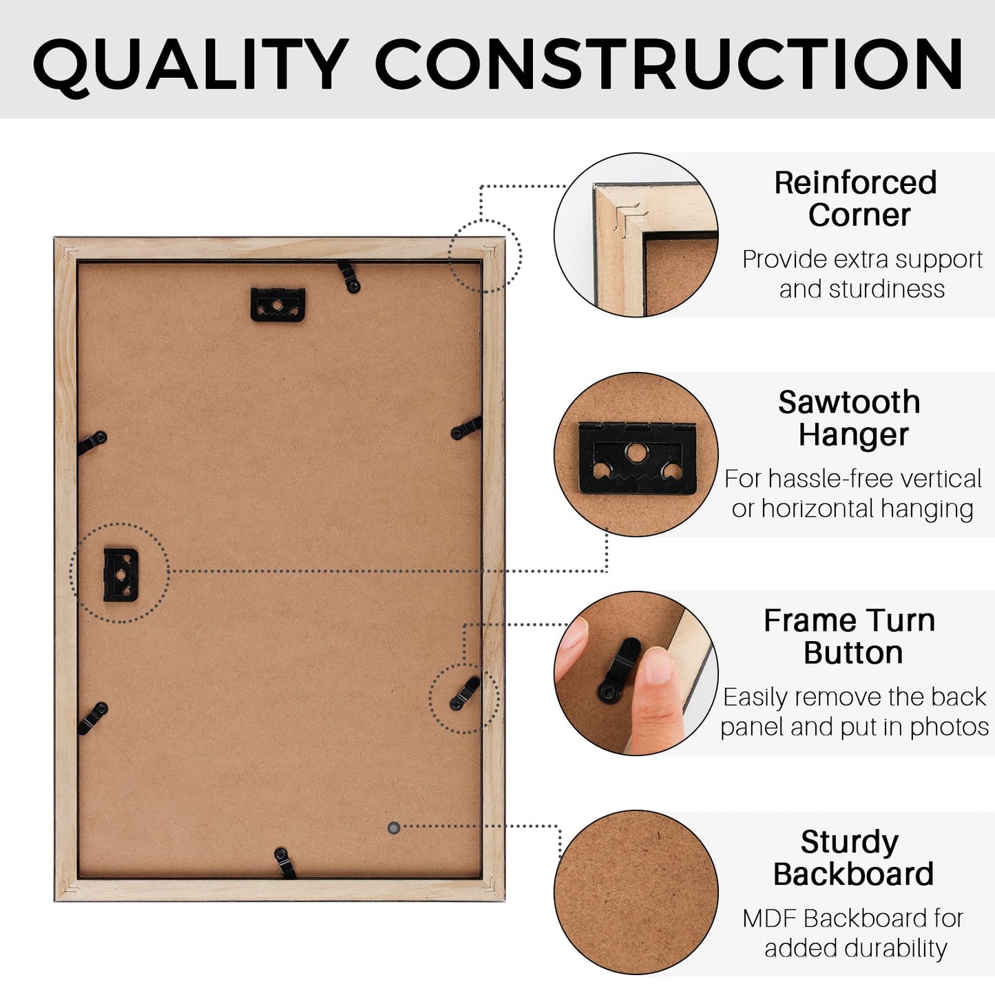 Golden State Art, 5x7 Collage Picture Frame - Solid Wood with Tempered Glass - 9x14 Multi Picture Frame - Displays (2) 5"x7" Photos or One 9"x14" Poster - Black Collage Wall Decor