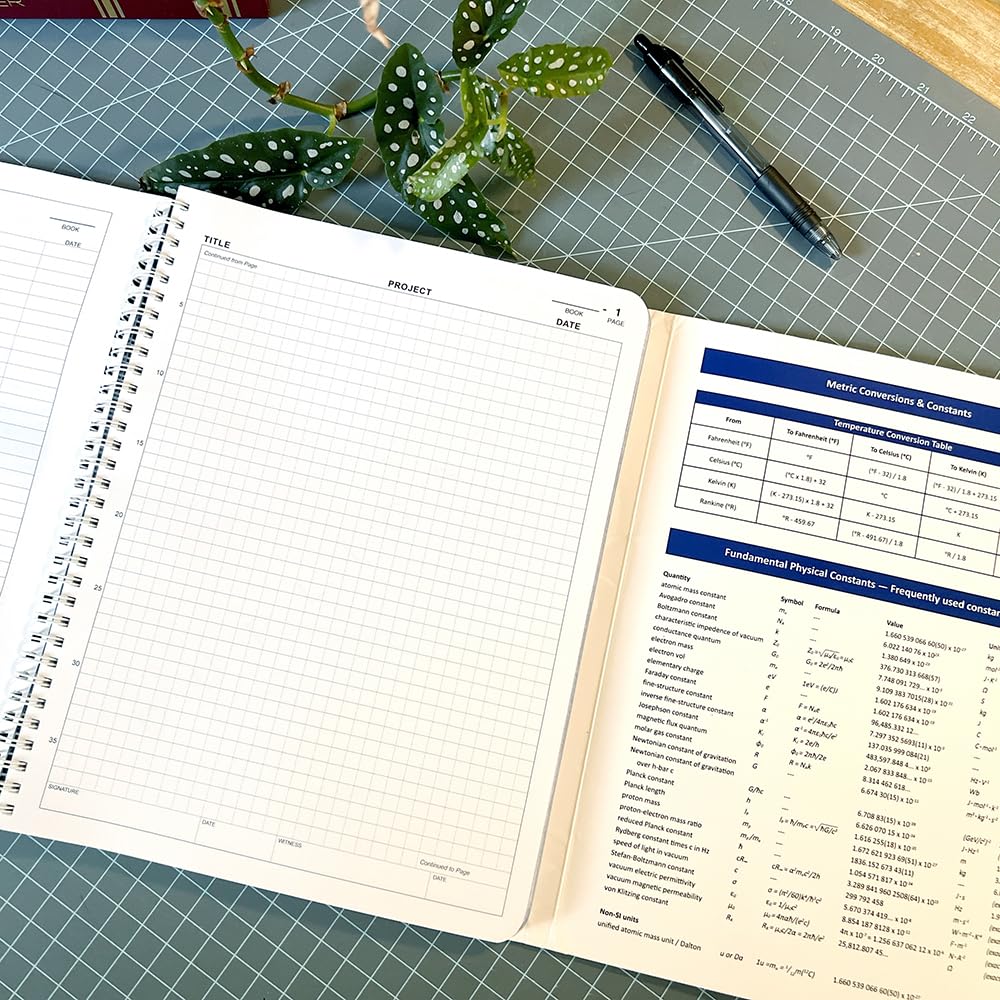 BookFactory Carbonless Lab Notebook/Laboratory Duplicator Book (Scientific Grid Format) - Contains Carbon Copies 8.5'' x 11''. 100 Sets of Pages, 200 Sheets Total [Wire-O Bound] (Made in USA)