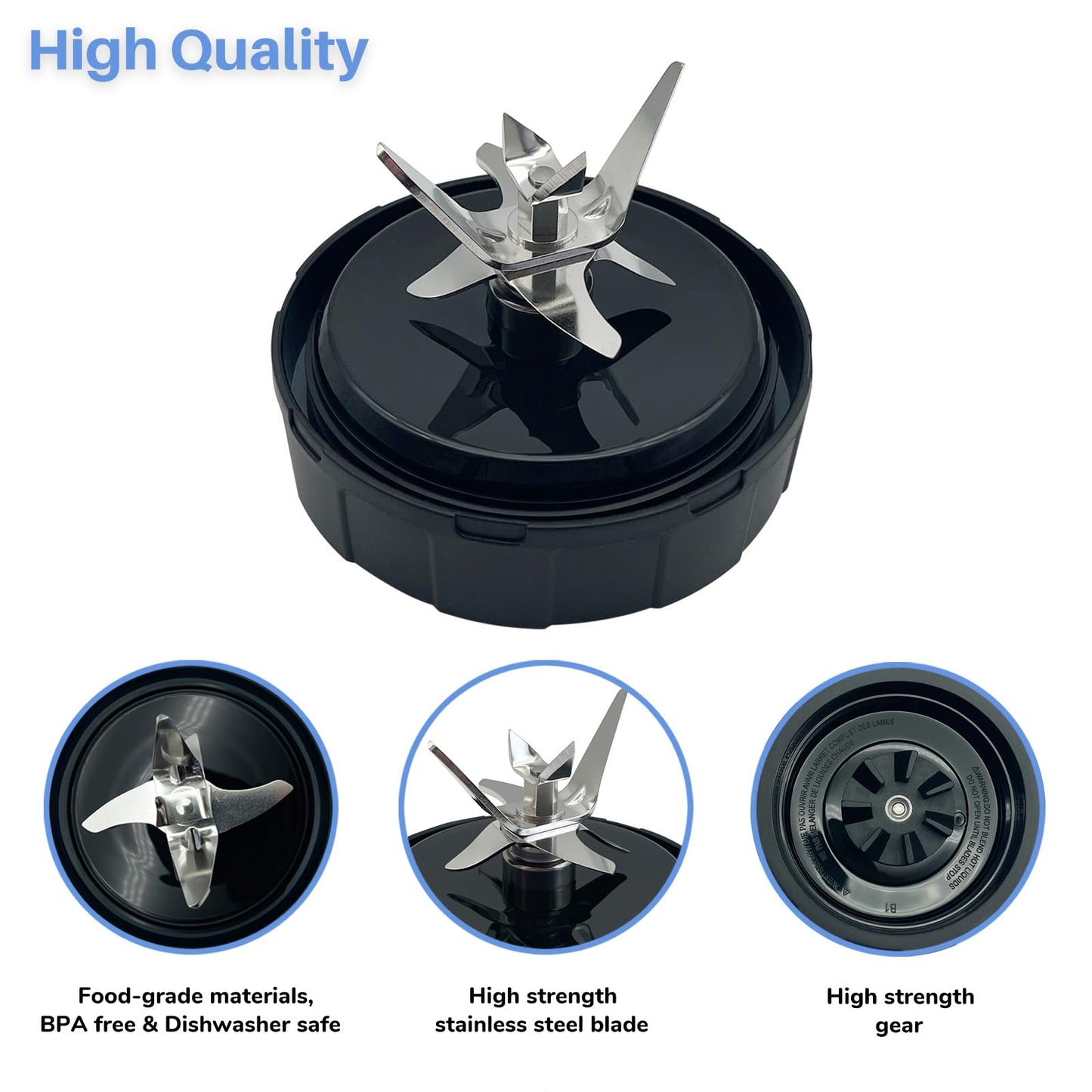 Blender 24 oz Cups & 7 Fins Blade 703KKU100 Replacement Parts Compatible with Ninja Foodi Power SS100 SS101, SS150 Twist, SS151 Twisti, SS300 SS350 SS351 SS400 SS401 CO101B CO150B CO351B CO401B