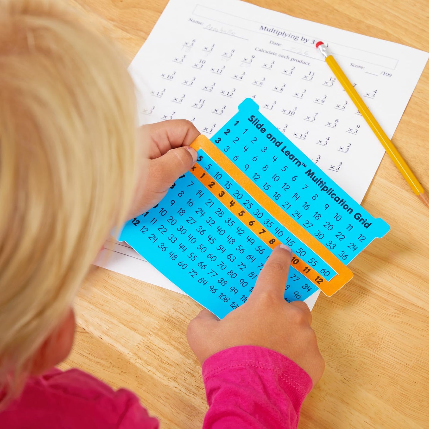 Really Good Stuff Slide and Learn Multiplication Grids, 5?” by 5½” (Set of 12) – Thin Plastic Multiplication Grid with Viewer Window – Help with Multiplication Problems and Practice Tracking at School