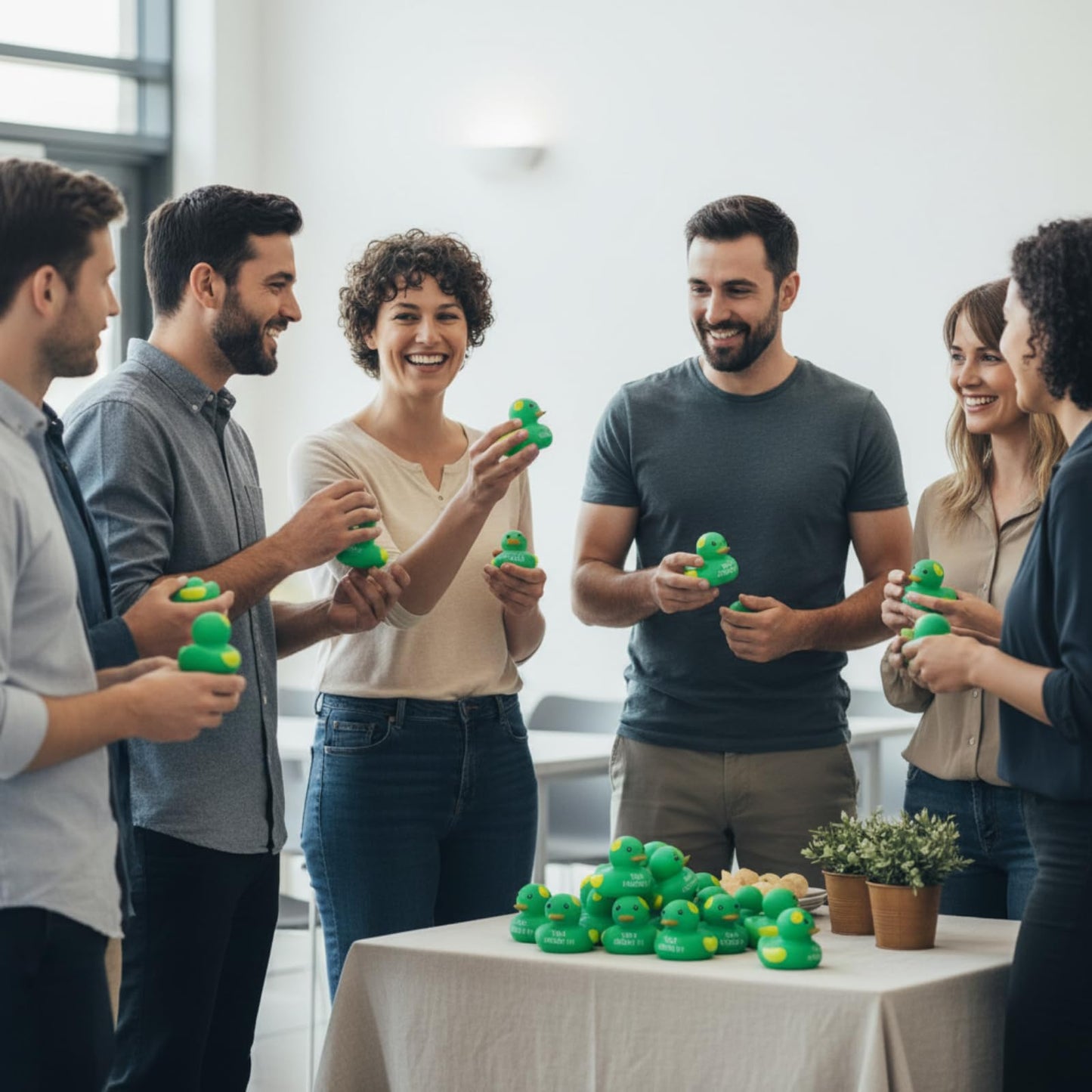 Deekin 100 Pcs Mental Health Rubber Duck Bulk Green Ribbon Mental Health Awareness Items Gifts for Self Care Adults Charity Office Therapist Favors