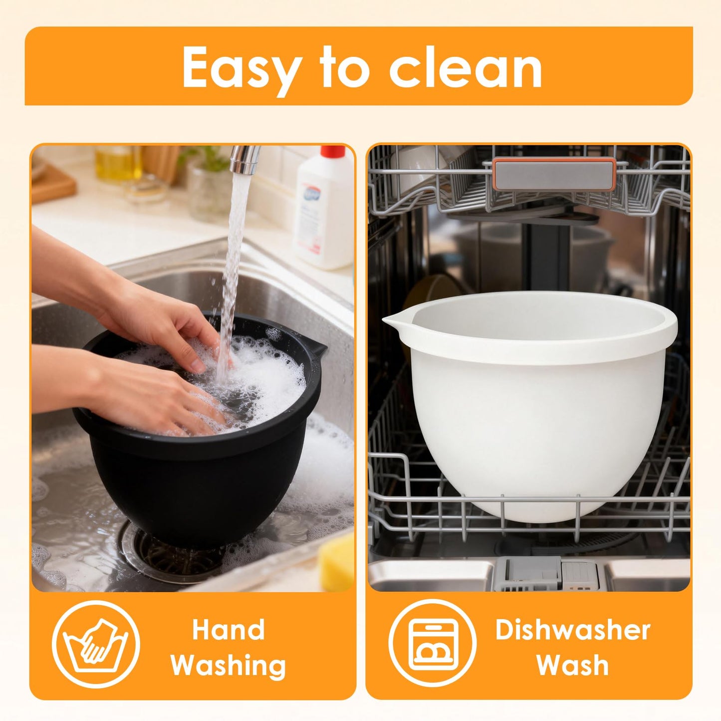 Ezato 4.5/5QT Silicone Bowl Liners for KitchenAid Tilt-Head Stand Mixer, 3 Liners with Lids, Dishwasher Safe, Odourless, Heat-Resistant Safe, Mixer Accessories and Attachments for KitchenAid