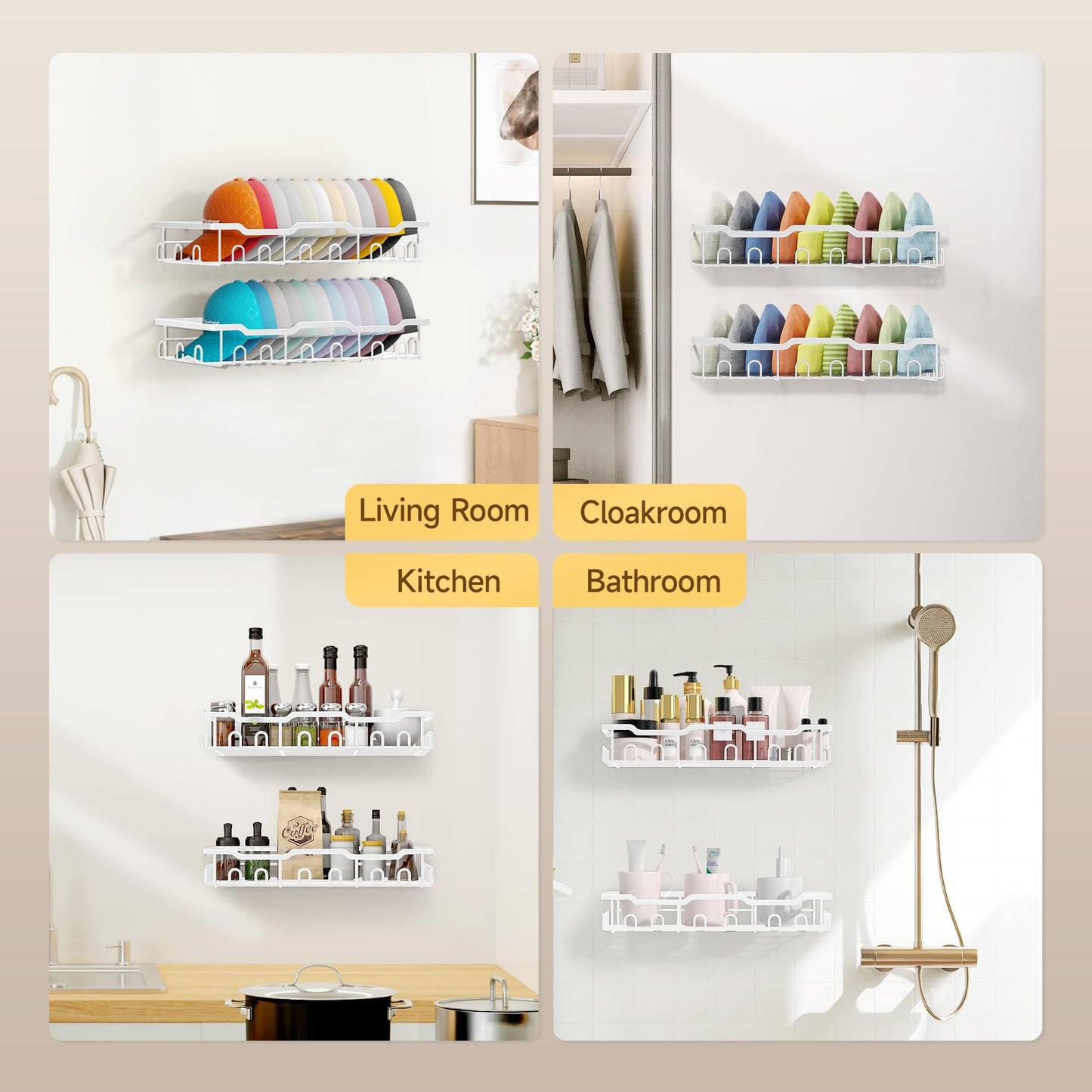 Nicetree Hat Racks for Baseball Caps Wall - Metal Hat Organizer for 48 Baseball Caps Holder, 2 Pack Hat Storage Organizer for Closet, Bedroom, Living Room White