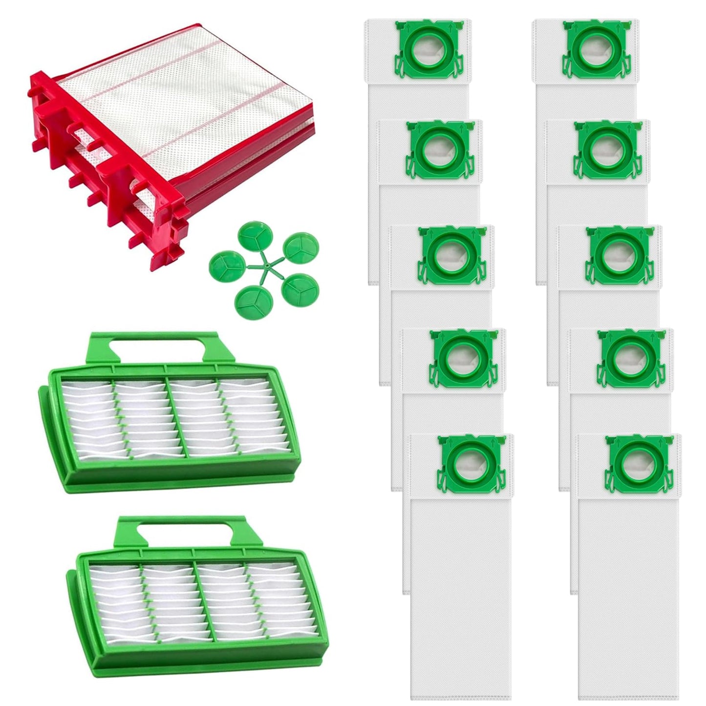 Alrens Replacement Filter Kit for SEBO Airbelt K Series Vacuums, Includes 10 Pack 6629ER Vacuum Bags, 2 Pack 6608ER Micro Hygiene Filter and 1 Pre-motor Microfilter