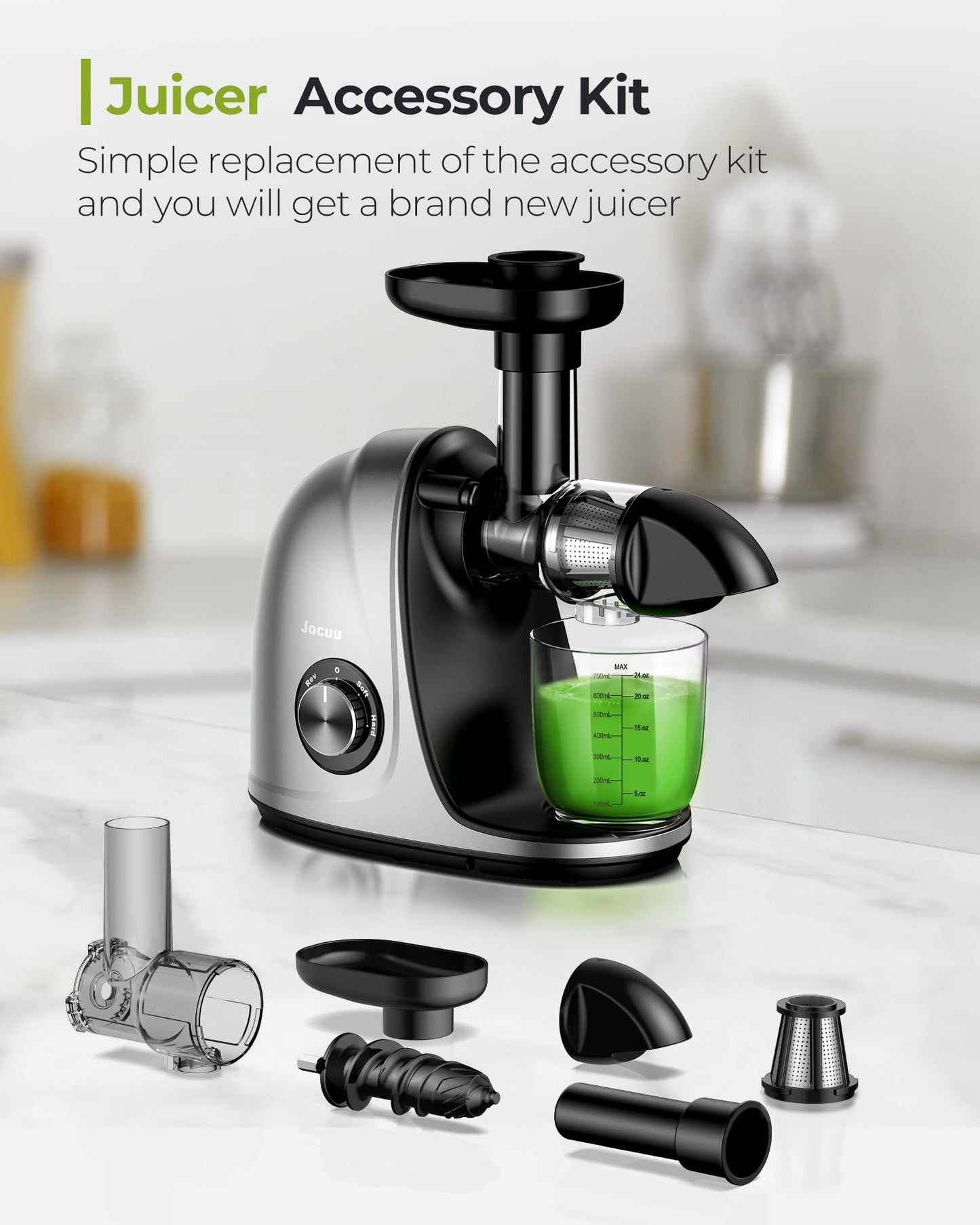 JOCUU ZM1503 Juicer Attachment Kit - Upgrade Aged Juicer to New One with Body, Auger, Filter, Chute,Compatible with JOCUU AMZCHEF Slow Juicer